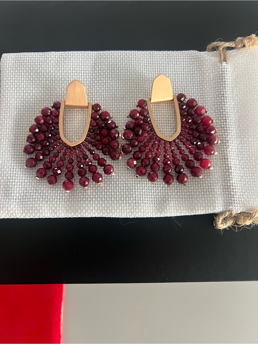 Kendra Scott Rose Gold-Tone Fan Earrings with Burgundy Beads